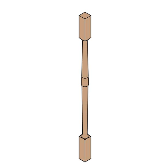 Barreau torsadé moderne en hêtre 920x45x45MM