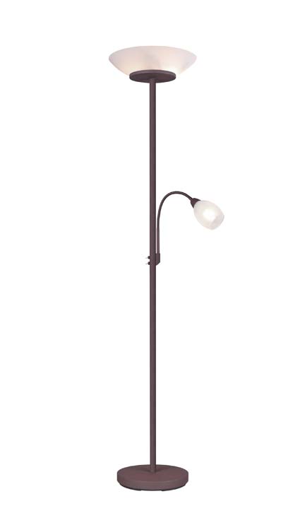 Vloerlamp met leeslamp roest/glas excl lamp LED mogelijk H180cm