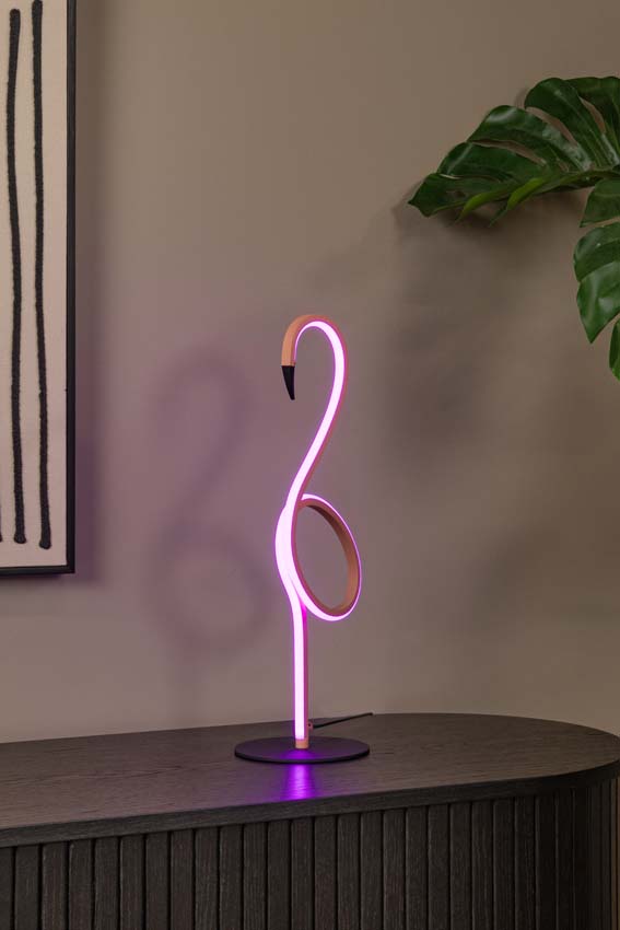 Lucide FLAMINGO - Lampe de table - LED Dim. - Rvb - Rose