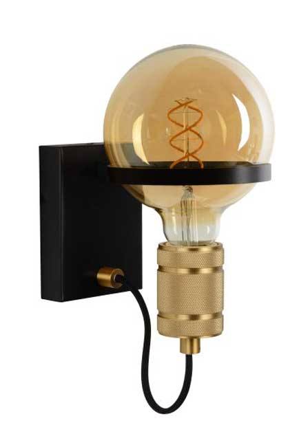 Applique murale noir mate/or mate excl lampe LED possible E27