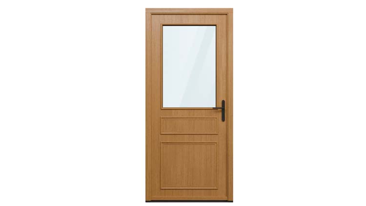 Porte extérieure meranti Taag demi-vitrée nature B 980 x H 2180 mm D