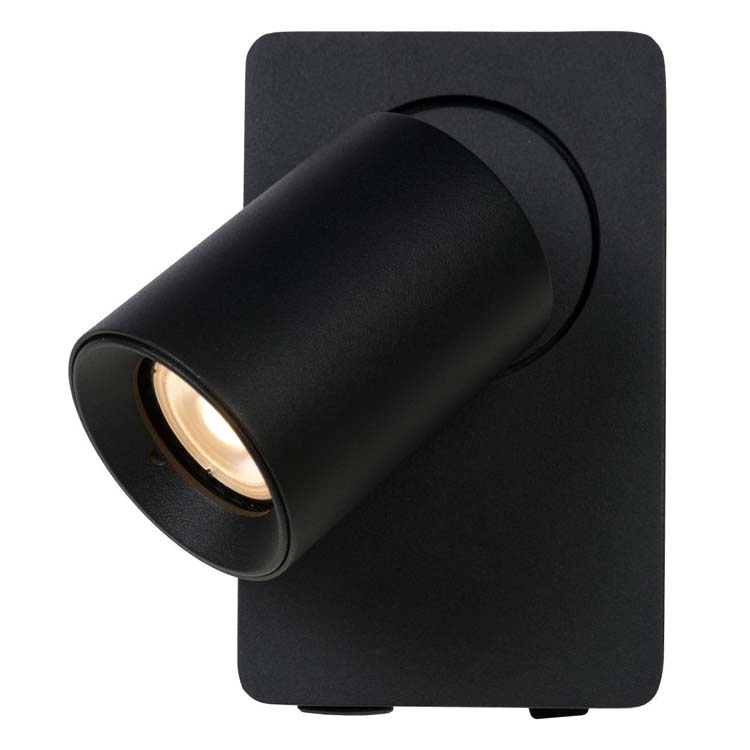 Lucide NIGEL - Spot mural - GU10 - 1x5W - Point rechargement USB - Noir