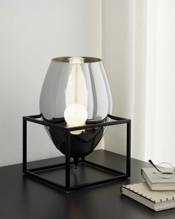 Lampe de table E27 - 40W - Noir/verre rouille