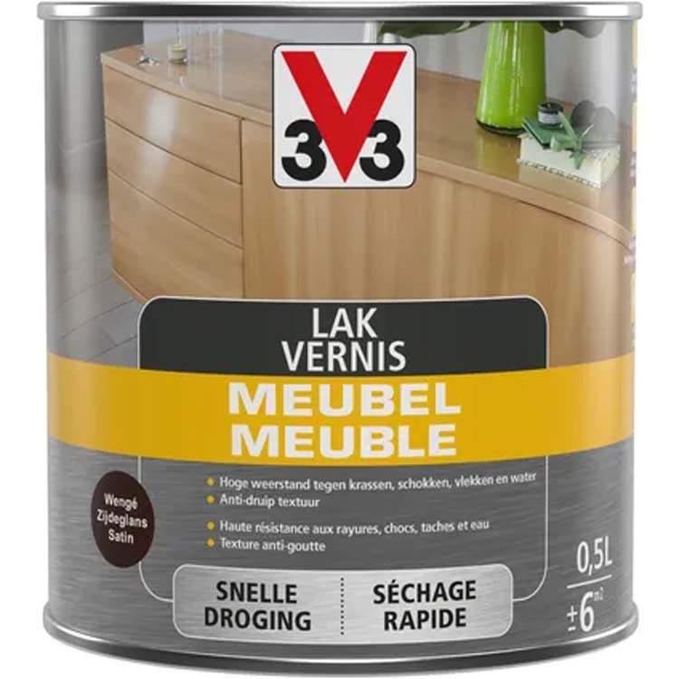 V33 meubelvernis Deco wengé zijdeglans 0,5L