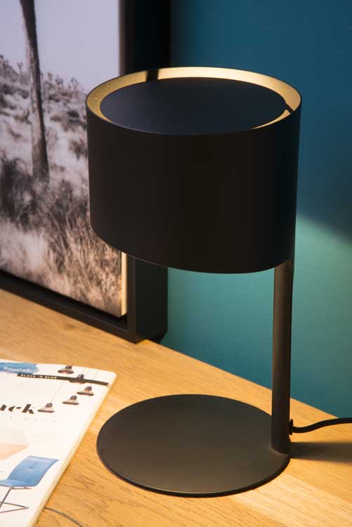 Lucide KNULLE - Lampe de table - Ø 15 cm - E14 - Noir