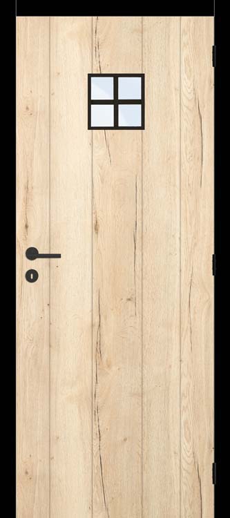 Bloc-porte tubulaire 93cm rw oak planch.4500 verre mat+ébr.noir 201.5c