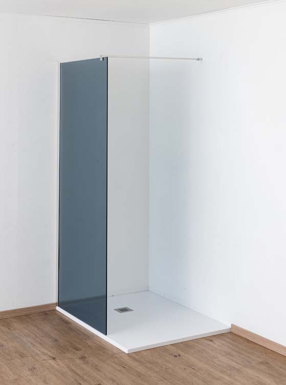 Douche de plain-pied Anais 87 x 200 cm verre gris - chrome