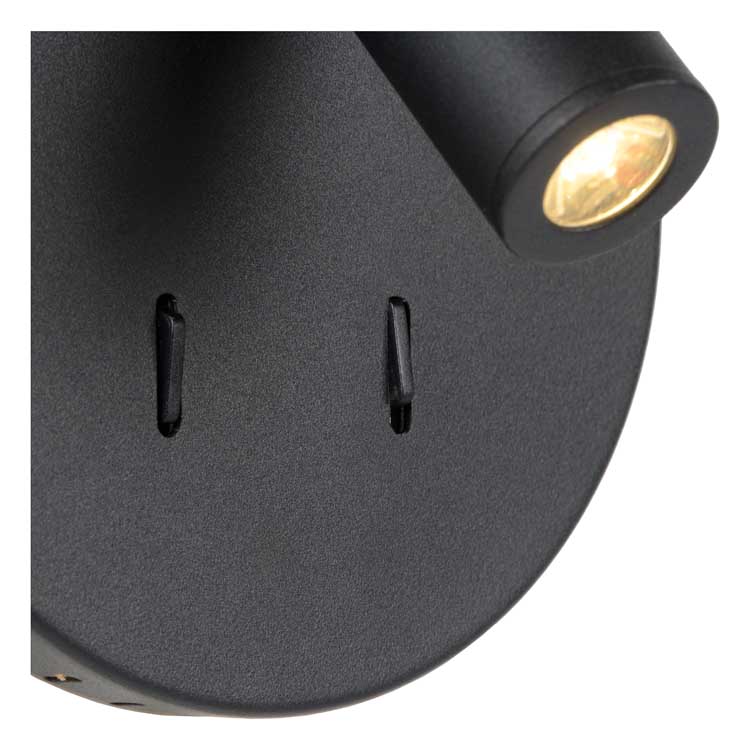 Lucide BENTJER - Wandlamp - Ø 14 cm - LED - 1x6W 3000K - Zwart