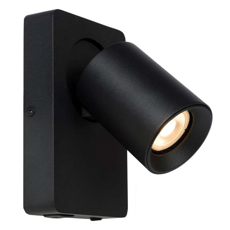 Lucide NIGEL - Spot mural - GU10 - 1x5W - Point rechargement USB - Noir