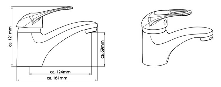 Wastafelkraan Carlo 12,10cm chroom