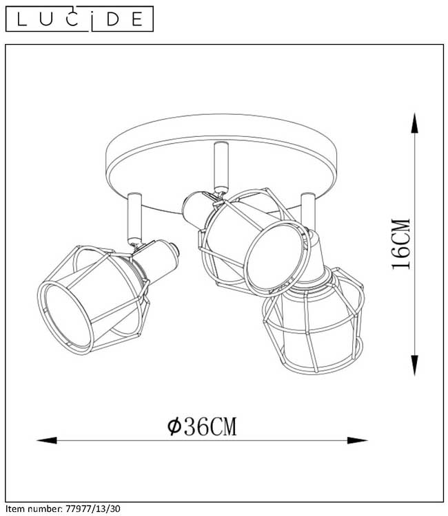 Lucide NILA - Spot plafond - Ø 36 cm - E14 - Noir