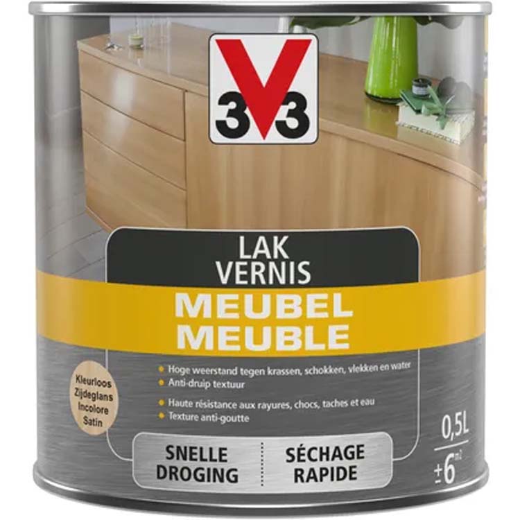 V33 meubellak transparant zijdeglans 0,5L