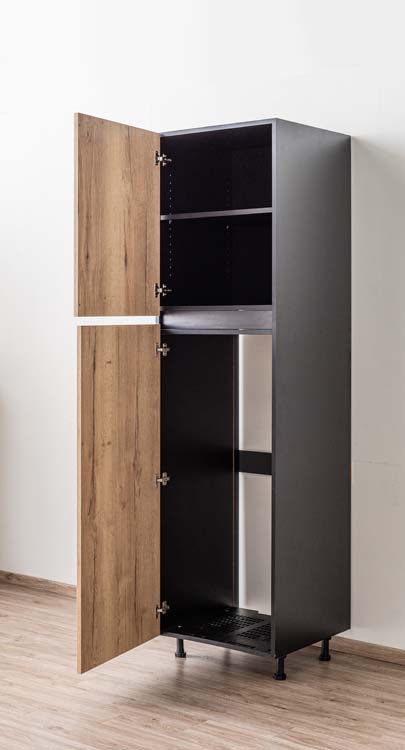 Armoire de cuisine Plenti pour réfrigérateur noir- look chêne