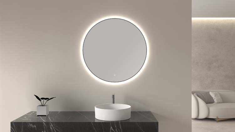 Miroir Kira noir mat LED 1000 mm