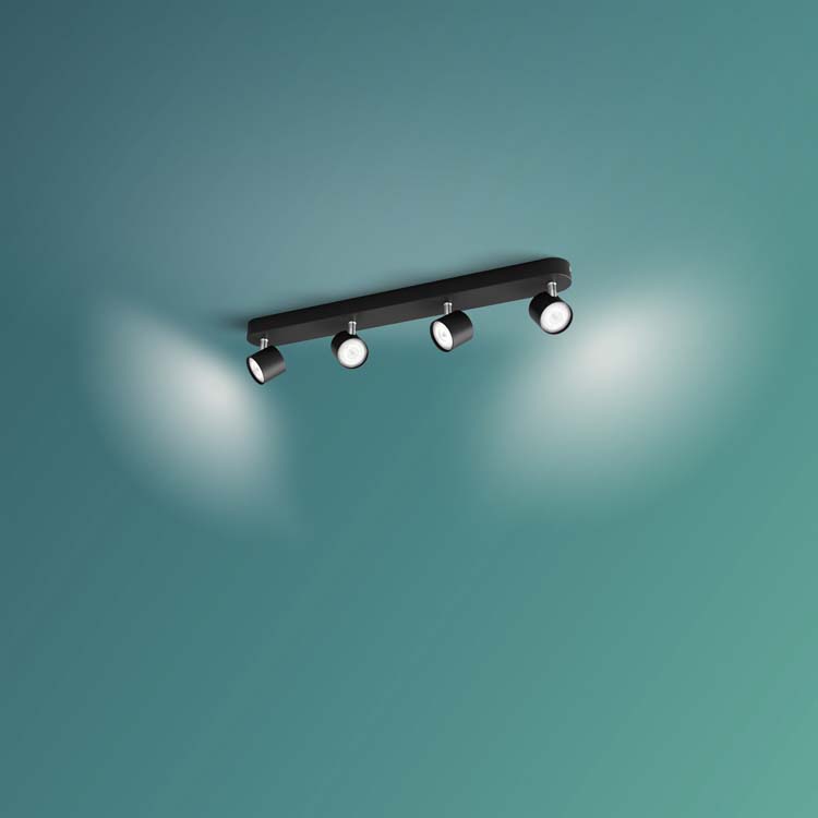 Spot en applique Noir 4x4,5W DIMMER