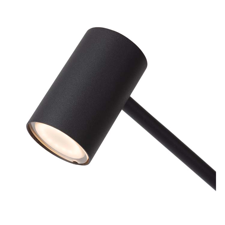 Lucide TIPIK - Lampadaire / lampe de lecture Rechargeable - Batterie - LED Dim. - 1x3W 2700K - 3 StepDim - Noir