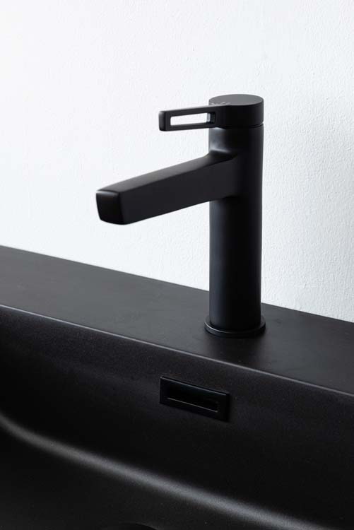 Meuble de salle de bain Jesper noir mat 1200 mm avec poignée noire