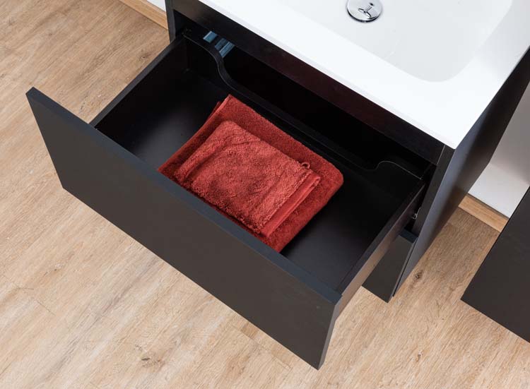 Meuble salle de bain Puro noir mat 600mm lavabo brillant