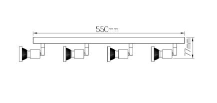 Opbouwspot LED satin chroom GU10 4x5W incl