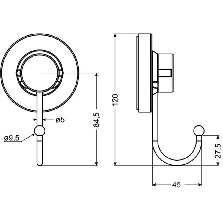 Handdoekhaak 3-in-1 enkel chroom