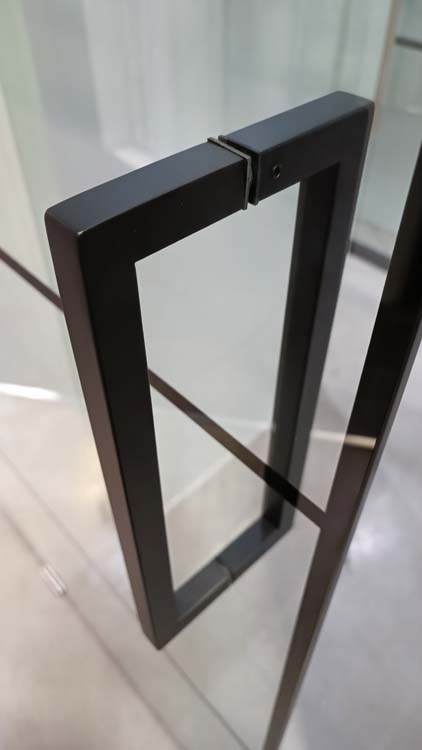 Glazen schuifdeur 8mm Murano black 4R+rail+zwarte dekplaat 93x215 cm