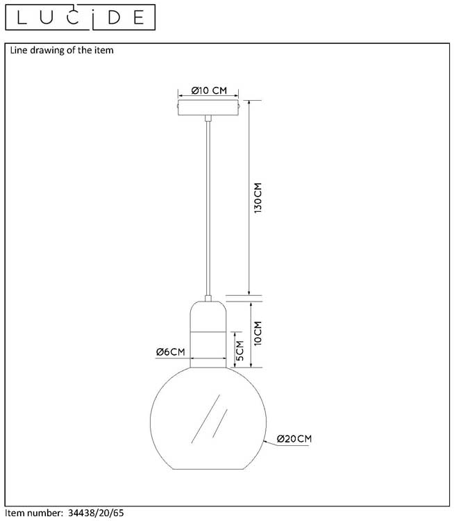 Lucide JULIUS - Suspension - Ø 20 cm - E27 - Fumé