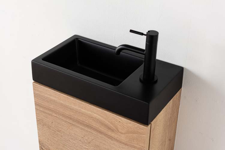 Meuble Domino apect de chêne 400 mm lavabo noir mat