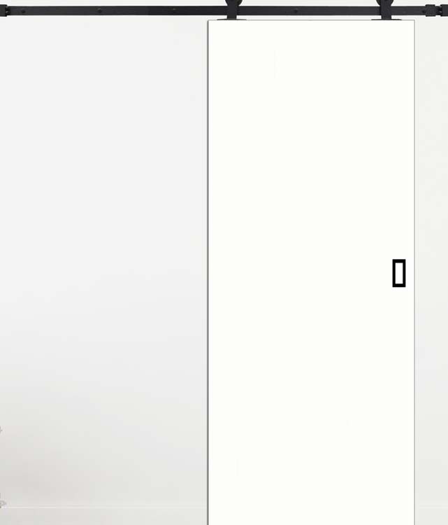 Porte coulissante palladium blanc + rail antique noir 930 x 2115 mm