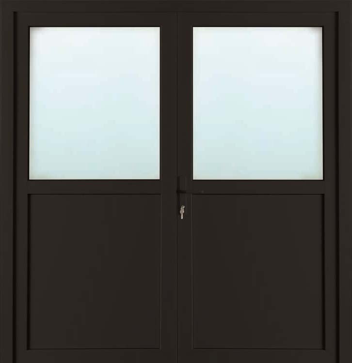 Porte Ext PVC Anthracite/Blanche Double Demi-Vitrée 1800x2100mm G