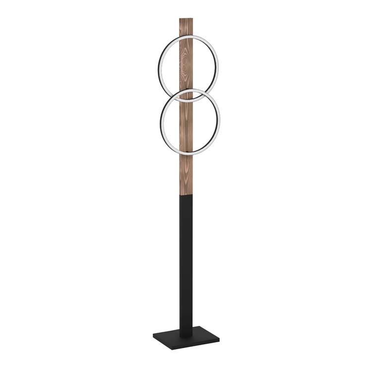 Vloerlamp zwart/hout 150 cm