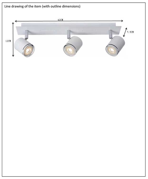 Lucide RILOU - Spot plafond - LED Dim. - GU10 - 3x5W 3000K - Blanc