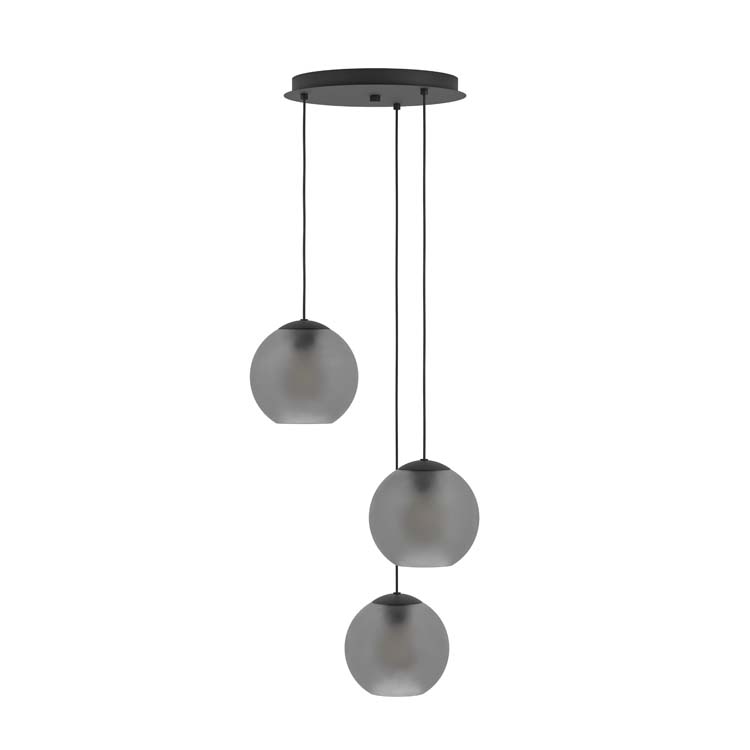 Lampe suspendue Gona 3xE27 verre fumé noir