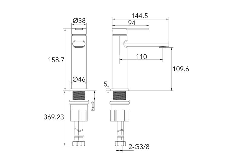 Robinet de lavabo Henriqua noir mat