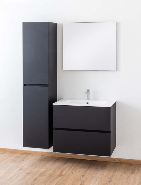 Meuble salle de bain Puro noir mat 800mm lavabo brillant