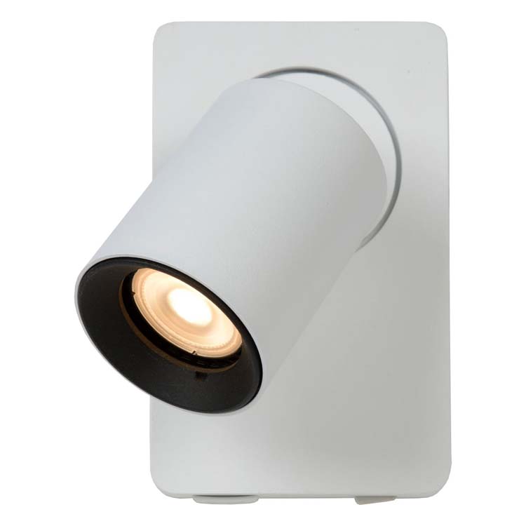 Lucide NIGEL - Spot mural - GU10 - 1x5W - Point rechargement USB - Blanc