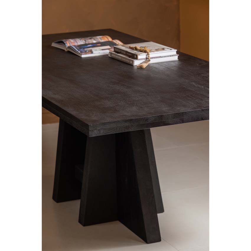 Table Kenneth en bois de manguier rectangulaire noire 220x100cm