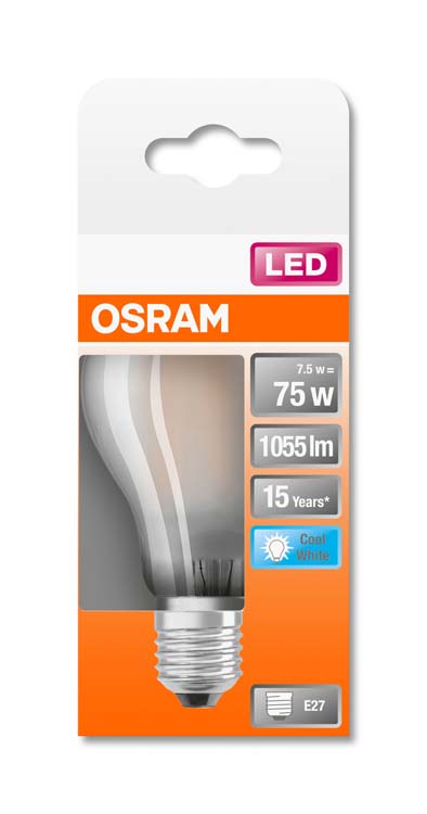 LED lamp retro classic 75 E27 7.5W koud wit mat