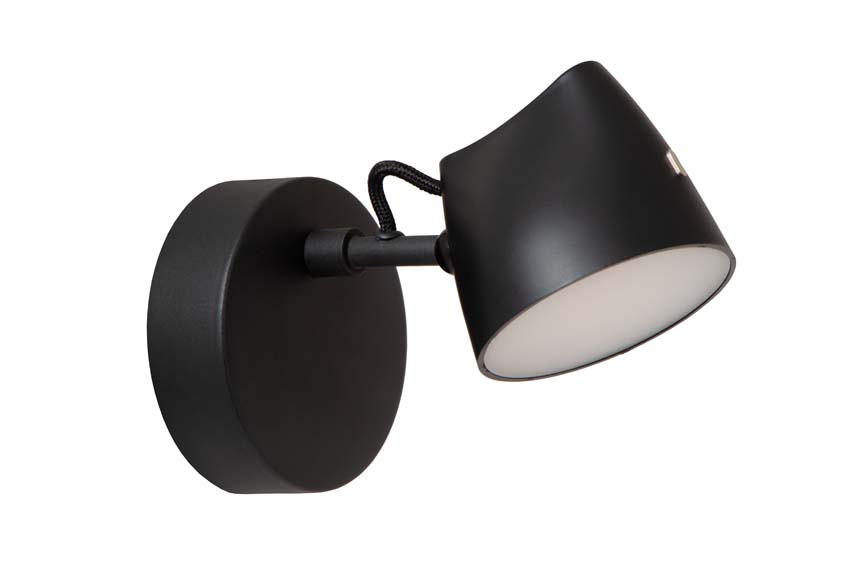 Lucide MILNE - Wandlamp - LED Dimb. - 1x8W 2700K - Zwart