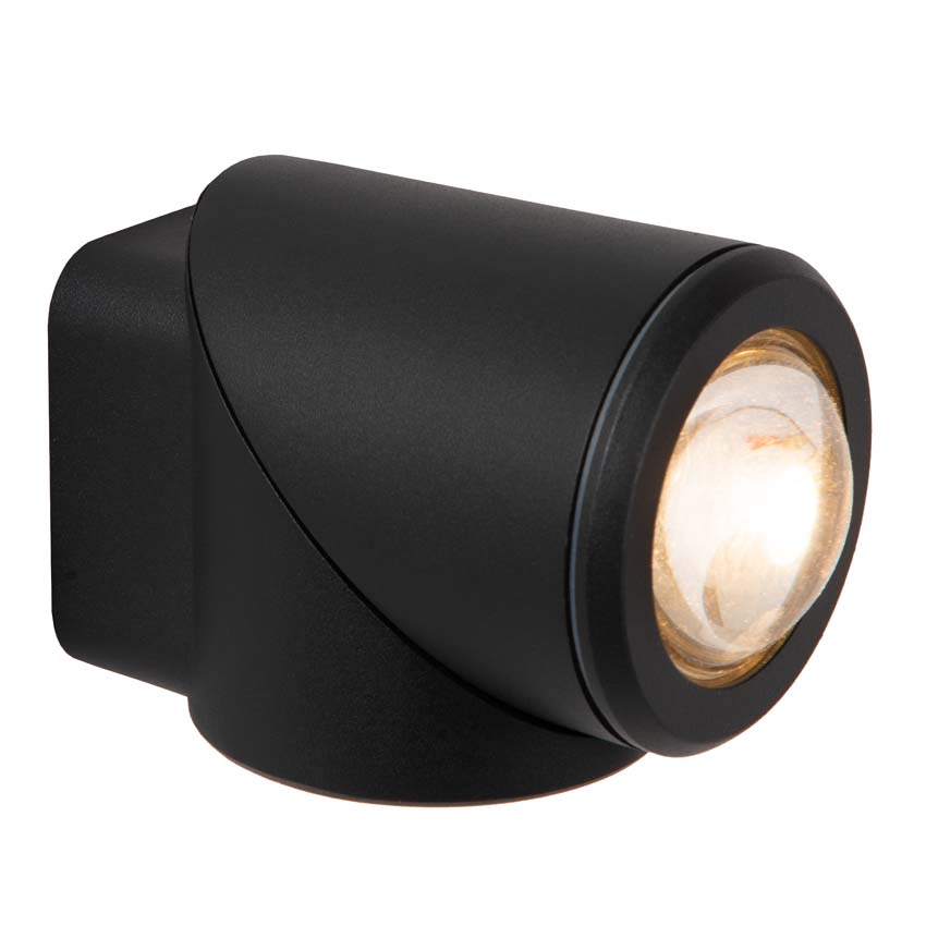 Lucide ERIN - Wandspot / Wandlamp Binnen/Buiten - LED - 1x5W 2700K - IP65 - Zwart