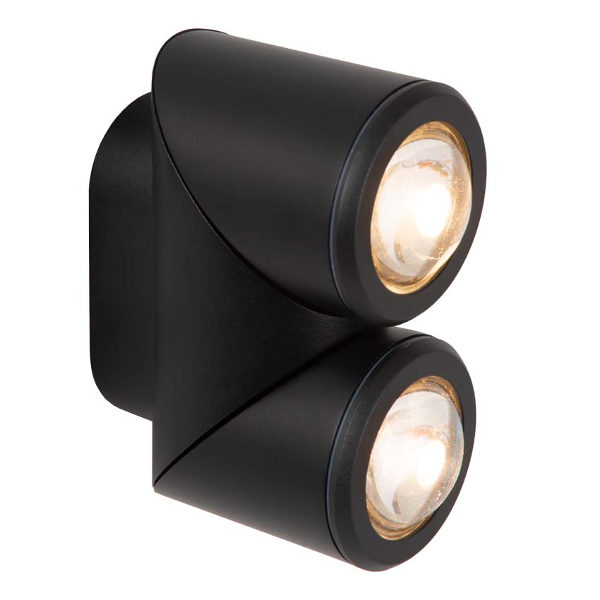 Lucide ERIN - Wandspot / Wandlamp Binnen/Buiten - LED - 2x5W 2700K - IP65 - Zwart