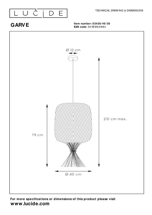 Hanglamp - Ø 40 cm - 1xE27 - Zwart