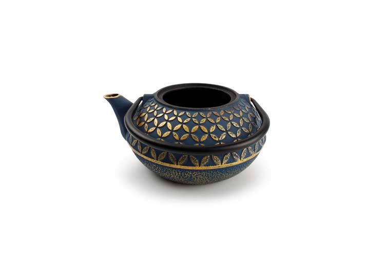 Theepot My tea blad goud/blauw 80 cl