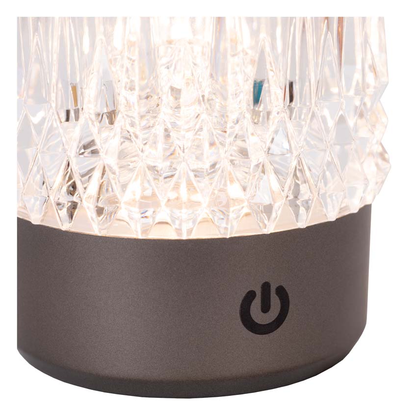 Lucide LILY - Oplaadbare Tafellamp - Accu/Batterij - Ø 8 cm - LED Dim to warm - 1x3W 2700K/3000K - Zwart chroom - Set van 3