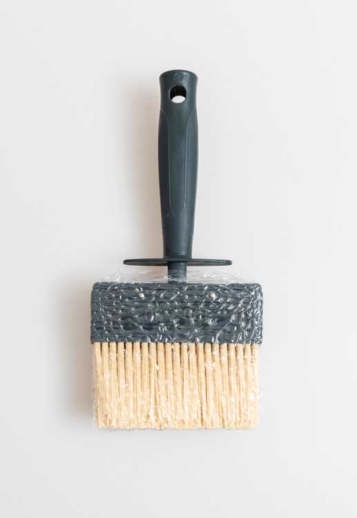 Bloc brosse 3x10cm cheveux blancs poignée en plastique