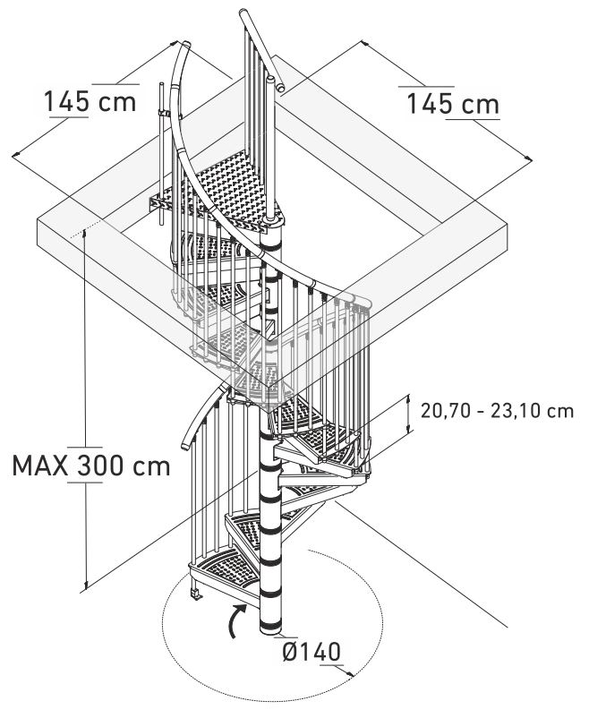 Escalier en colimaçon métal Sonneberg 140cm