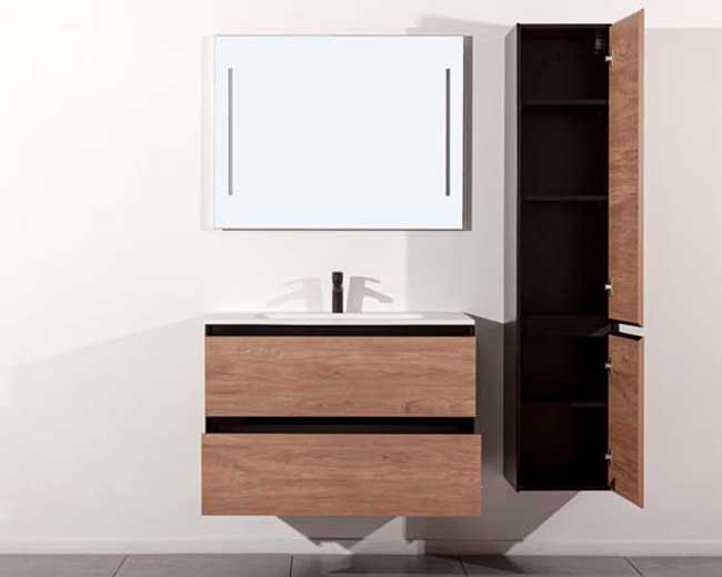 Meuble salle de bain Molly 900mm aspect bois - lavabo brilliant