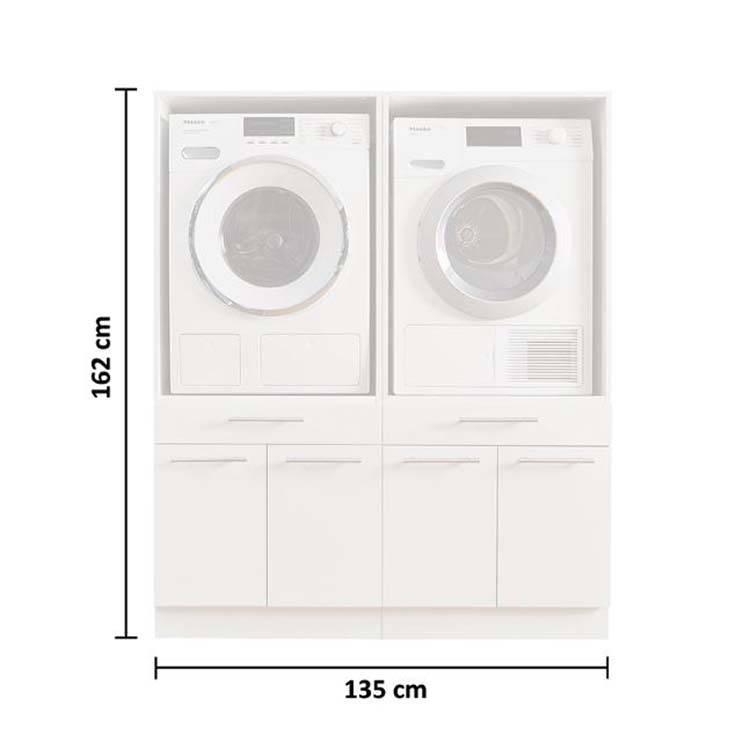 Wasmachine kasten Decowash - set 4 - wit - 67,5X135X162CM