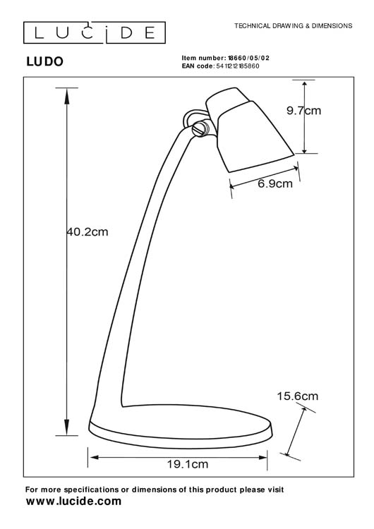 Lucide LUDO - Lampe de bureau - LED - 1x4,5W 3000K - Or Mat / Laiton