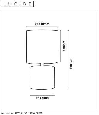 Lucide GREASBY - Lampe de table - Ø 14 cm - 1xE14 - Crème