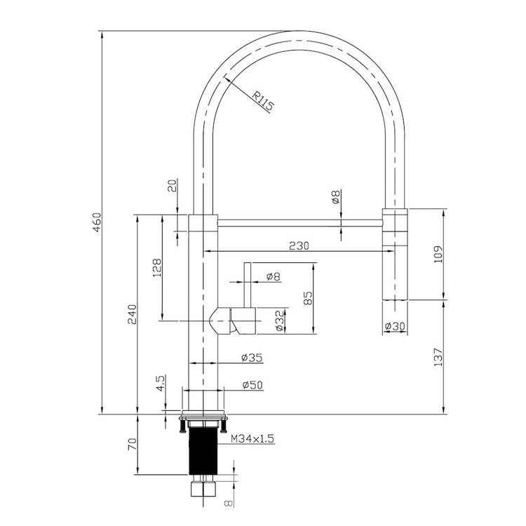 Keukenkraan Lorreine Ribble inox